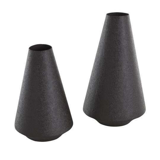 Black Metal Textured Cone Vase Set